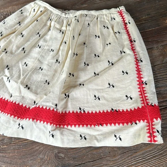 Madewell cream linen embroidered full mini skirt NWOT size 2